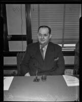 Frederick Hasting Rindge Jr. appearing before court after evading court citations, Los Angeles, 1935