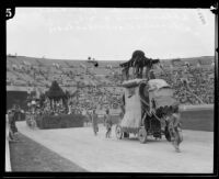 Virgil Junior High School students in float, Shriners' parade, Los Angeles Memorial Coliseum, Los Angeles, 1925