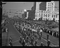 Officers march in the Preparedness Parade, Los Angeles, 1934