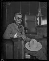 Mexican cowboy Francisco Perez testifies on behalf of evangelist Aimee McPherson, Los Angeles, 1926