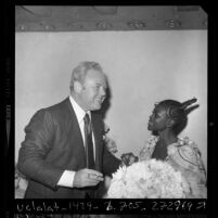 Actors Carroll O'Connor and Cicely Tyson after premiere of "Sounder" in Los Angeles, Calif., 1972