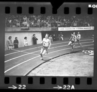 Steve Prefontaine and Marty Liquori running the mile at the 14th annual Los Angeles Times Indoor Games, Calif., 1973