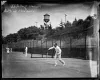 Harold Godshall playing tennis, Midwick Country Club, Alhambra, 1925