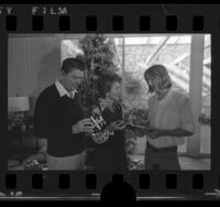 Governor Ronald Reagan with wife Nancy and son Ron at their home in Pacific Palisades, Calif., 1973