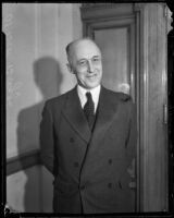 Postmaster Henry B. R. Briggs on his first day in office, Los Angeles, 1934