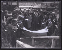 Jurors for the trial of Arthur C. Burch at the location of the murder, Los Angeles, 1921