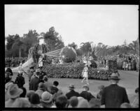 Globe float in the Tournament of Roses Parade, Pasadena, 1932