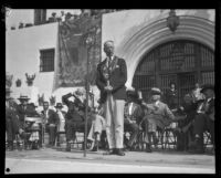 Dedication ceremony at the entrance to the Santa Barbara County Courthouse, Santa Barbara, 1929