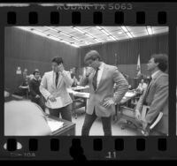 Policemen Robert Rodriguez and William Lustig in court, Los Angeles, Calif., 1986