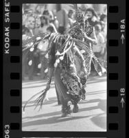 Two dancers in costumes at Day of the Dead celebration in Los Angeles, Calif., 1979