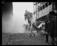 Lion Dance during Chinese New Year celebration in Chinatown, Los Angeles, 1928