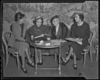 Spinsters Patricia Mines, Janet MacLeod, Daisy Parsons, and Emelie Childs at the Ambassador Hotel, Los Angeles, 1936