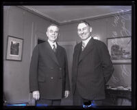 Dr. Hubert Work meets with John R. Quinn to support his mayoral candidacy, Los Angeles, 1929