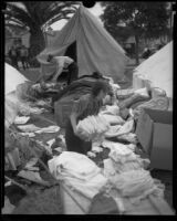 People camping in tents in a city park after the Long Beach earthquake, Southern California, 1933