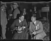 Joe McCarthy and Jack Lelivelt talking at a Minor League convention, Dayton, Ohio, 1935