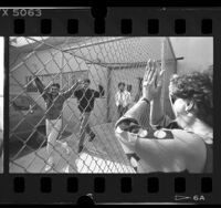 Three of the Los Angeles 8; Naim Sharif, Aiad Barakat and Bashar Amer leaving L.A. Federal Building, 1987