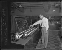 C. S. Witt working at the Central Fire Alarm Station, Los Angeles, 1935