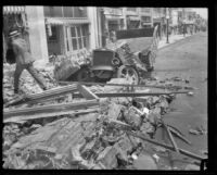 Earthquake-damaged commercial buildings on State Street, Santa Barbara, 1925