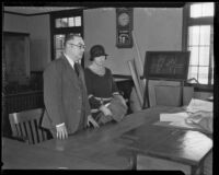 Attorney Frank Ryan and murder suspect Nellie Madison in court, Los Angeles, 1934