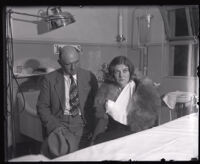 Murder suspect Winnie Ruth Judd with husband Dr. W. C. Judd at the Georgia Street Receiving Hospital, Los Angeles, 1931