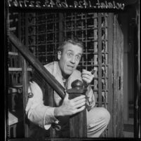 Actor Jason Robards posing in scene from Eugene O'Neill's play "Hughie" in Los Angeles, Calif., 1965