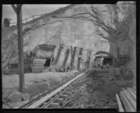 Southernmost of the four Figueroa Street Tunnels under construction, Los Angeles, 1935