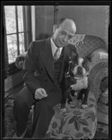 Paraguayan Consul Henry A. Dae-English and a dog, Los Angeles, 1935