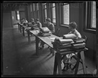 Women sorting through responses to Bible Contest, Los Angeles, 1934