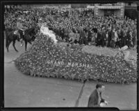 Shirley Temple riding a float as the Grand Marshal of 50th Tournament of Roses Parade, Pasadena, 1939