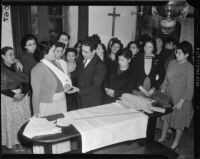 First aid class at the Avila Adobe on Olvera Street, Los Angeles, 1941