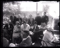 Harry M. Baine with other leading Bowl enthusiasts at a Hollywood Bowl luncheon, Los Angeles, 1928