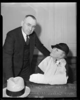 John M. McCollum with an injured Helen W. Werner, Los Angeles, 1937