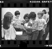 Teacher Lorene Bradley with her 4th and 5th grade students in Sherman Oaks, Calif., 1976