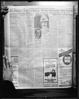 Page of the Los Angeles Examiner, with headline about Anita Baldwin, April 8, 1924, rephotographed [1928?]