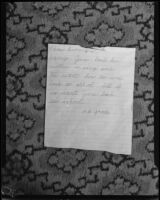 Letter to kidnapper of June Robles, 1934