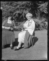 Maud Ballington Booth and another women at a tea at the Boys' and Girls' Home, Los Angeles, 1943