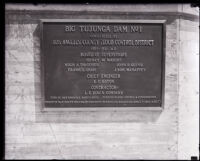 Plaque for the Big Tujunga Dam No. 1, Los Angeles County, 1931