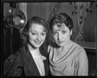 Actress Kathleen Burke with Ruby Bernstein, circa 1933-1934