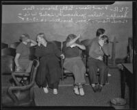 Five lesbians avoiding being photographed, Los Angeles, 1935