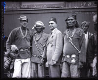 Eugene Biscailuz with a group of Navajo Indians at gathering of 'Nobles of the Mystic Shrine', Los Angeles, 1925