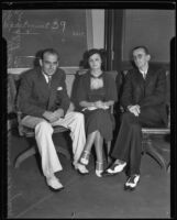 Alfred C. Read, and 2 others, in court during his wife's balm lawsuit, Los Angeles, 1932