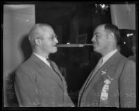 Charles Dell Rubin and N. B. Grossman of Idaho smoke during the B'nai B'rith annual meeting, Los Angeles, 1935