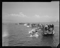 Swimming race start, Cabrillo Beach, Los Angeles, 1933