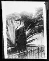 Dr. Leonard Siever in a graduation cap and gown, [1917?]