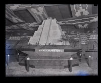 City of Fullerton's Valencia Orange Show exhibit featuring an Aztec pyramid, Anaheim, 1931