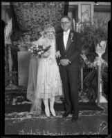 Harold Roberts and his new wife, Alice Ann Healy Roberts on their wedding day at the Ambassador Hotel, Los Angeles, 1926