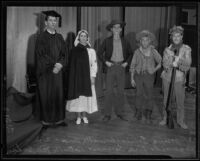 Joseph Tomes, Annabelle Arys, William Hayword, Dick Turner, and Patrick McGeehan dressed to celebrate Constitution Day, Los Angeles, 1935