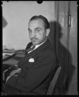 Albert A. Post before his appearance before the court on charges of conspiracy to defraud the government, Los Angeles, 1934