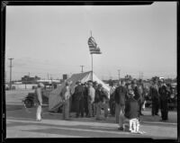 World War I veterans gather at a Bonus Army temporary headquarters, Los Angeles, 1932-1933