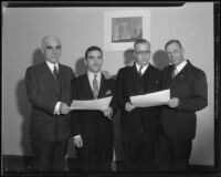 Joseph Scott and three other men pose for a portrait, Los Angeles, 1930s